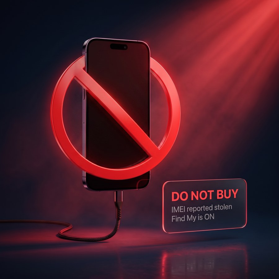 A phone with a bold prohibition symbol across it
